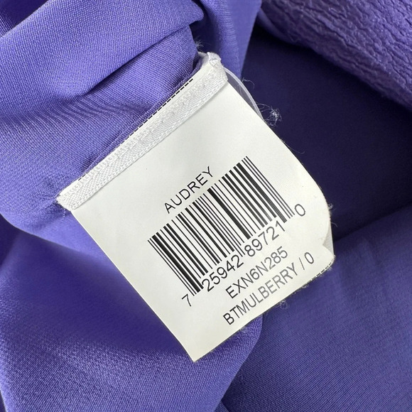 BCBG Maxazria one shoulder  purple formal dress ruffles short skirt| size 0 - Picture 5 of 6